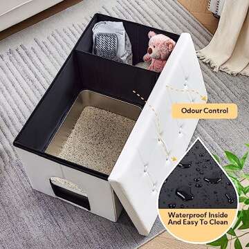 MEEXPAWS Cat Litter Box Enclosure Furniture Hidden, Cat Washroom Bench Storage Cabinet | Extra Large 35.4'' x 19.7'' x 19.7''| Dog Proof | Waterproof Inside/Easy Clean | Easy Assembly | Odor Control