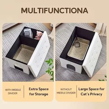 MEEXPAWS Cat Litter Box Enclosure Furniture Hidden, Cat Washroom Bench Storage Cabinet | Extra Large 35.4'' x 19.7'' x 19.7''| Dog Proof | Waterproof Inside/Easy Clean | Easy Assembly | Odor Control