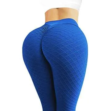 MOSHENGQI Women's Ruched Butt Lifting High Waist Yoga Pants Tummy Control Stretchy Workout Leggings Textured Booty Tights(Small,#3 Strong Blue)
