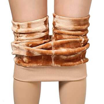 Blostirno Women's Fleece Lined Tights Thermal Pantyhose Leggings Opaque Winter Warm Thick Stockings Tights(Camel Tan Footed XS/S)