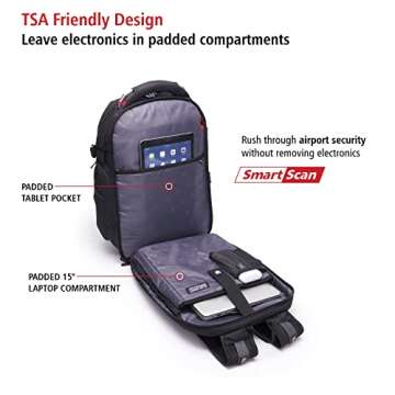 Swiss Eagle SmartScan Laptop Backpack with USB Port and Shoe Compartment designed to fit 15-inch Notebook
