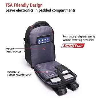Swiss Eagle SmartScan Laptop Backpack with USB Port and Shoe Compartment designed to fit 15-inch Notebook