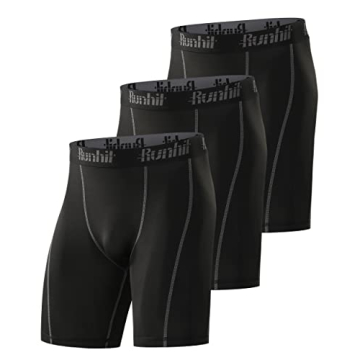 Runhit Men's Compression Shorts 3 Pack - Athletic Sports Performance Undergarments