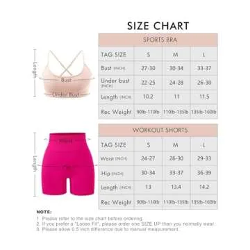 Ourgifts Workout Sets for Women 2 Piece Outfits High Waisted Yoga Shorts with Adjustable Strappy Sports Bra Gym Sets(Our76M-Pink/Magenta)
