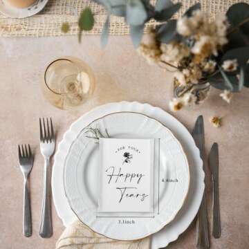 DORIS HOME 48pcs Happy Tears Tissues for Wedding, 3 Ply Wedding Tissues for Guests, Individual Facia...