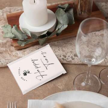 DORIS HOME 48pcs Happy Tears Tissues for Wedding, 3 Ply Wedding Tissues for Guests, Individual Facial Tissues For Your Happy Tears