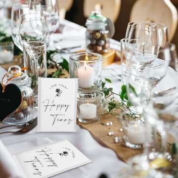 DORIS HOME 48pcs Happy Tears Tissues for Wedding, 3 Ply Wedding Tissues for Guests, Individual Facial Tissues For Your Happy Tears