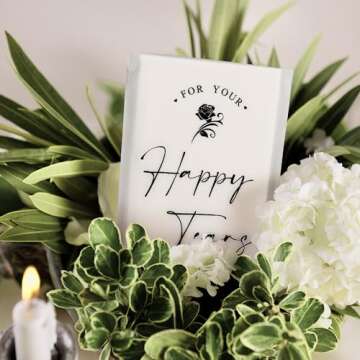 DORIS HOME 48pcs Happy Tears Tissues for Wedding, 3 Ply Wedding Tissues for Guests, Individual Facial Tissues For Your Happy Tears