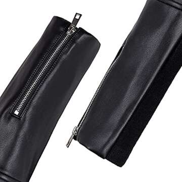 Athlemo Womens Faux Leather Motorcycle Jackets Classical Black PU Slim Short Biker Coats