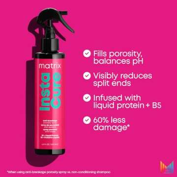 Matrix Instacure Anti-Breakage Leave-In Porosity Spray - Reduces Split Ends & Detangles, Repairs & Strengthens Hair, For Dry, Damaged, Color Treated & Brittle Hair, 6.8 Fl Oz