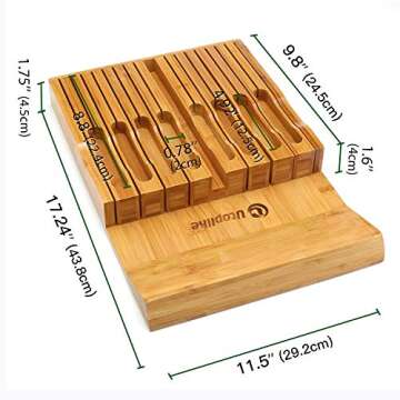 Utoplike Bamboo Knife Block - Organize 16 Knives Securely