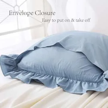 YOKKITA Dust Blue Ruffle Pillow Shams - 100% Cotton