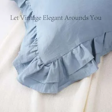 YOKKITA Dust Blue Ruffle Pillow Shams - 100% Cotton