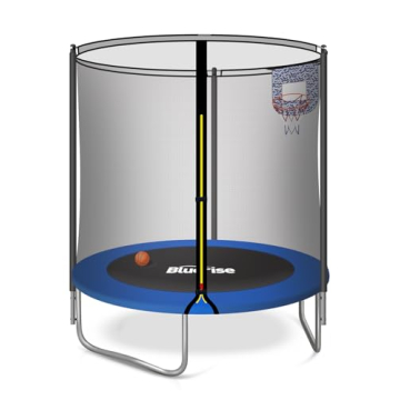BLUERISE Trampoline 6FT - Safe Indoor Outdoor Fun with Basketball Hoop