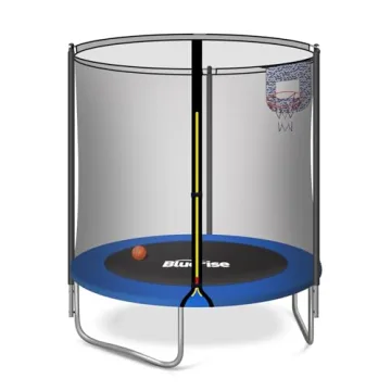 BLUERISE Trampoline 6FT - Safe Indoor Outdoor Fun with Basketball Hoop