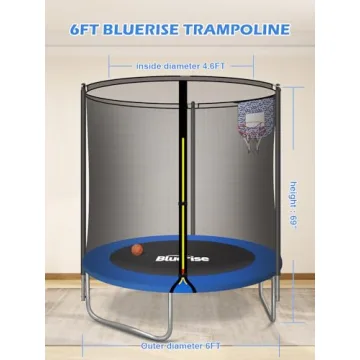 BLUERISE 6FT Trampoline for Kids Easy to Assemble Fun