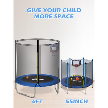 BLUERISE 6FT Trampoline for Kids Easy to Assemble Fun