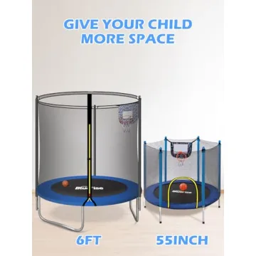 BLUERISE 6FT Trampoline for Kids Easy to Assemble Fun