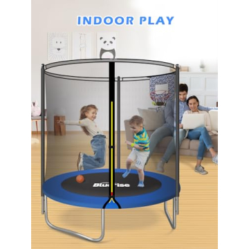 BLUERISE 6FT Trampoline for Kids Easy to Assemble Fun