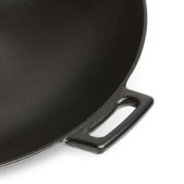 Amazon Basics Pre-Seasoned Cast Iron Wok Pan - Versatile Cooking