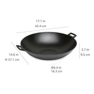 Amazon Basics Pre-Seasoned Cast Iron Wok Pan - Versatile Cooking