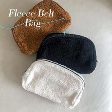 OVILUP Women Fleece Belt Bag Sherpa Fanny Pack Small Waist Pouch for Walkout Running Tracel- Fleece Cream