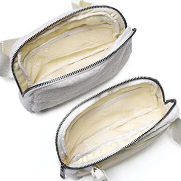 OVILUP Women Fleece Belt Bag Sherpa Fanny Pack Small Waist Pouch for Walkout Running Tracel- Fleece Cream