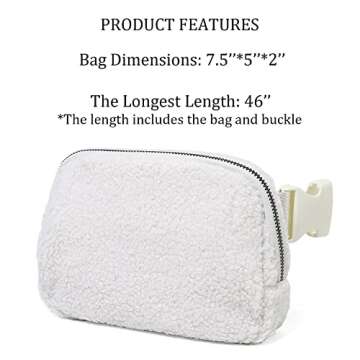 OVILUP Women Fleece Belt Bag Sherpa Fanny Pack Small Waist Pouch for Walkout Running Tracel- Fleece Cream