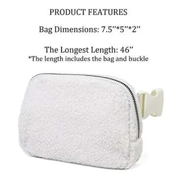 OVILUP Women Fleece Belt Bag Sherpa Fanny Pack Small Waist Pouch for Walkout Running Tracel- Fleece Cream