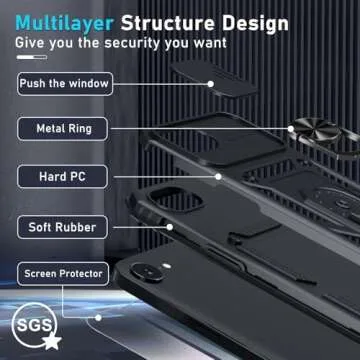 Janmitta iPhone 16e Case with Slide Cover & Kickstand