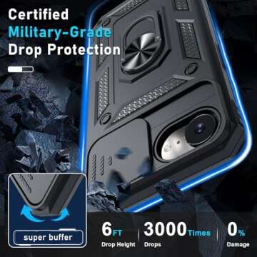 Janmitta iPhone 16e Case with Slide Cover & Kickstand