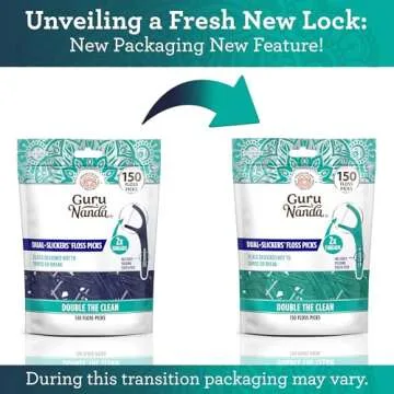 GuruNanda Dual Slickers Floss Picks - Double Threaded Dyneema Dental Floss with Foldable Toothpick for Effective Plaque Removal - Unflavored- 150 Ct