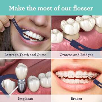 GuruNanda Dual Slickers Floss Picks - Double Threaded Dyneema Dental Floss with Foldable Toothpick for Effective Plaque Removal - Unflavored- 150 Ct