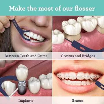 GuruNanda Dual Slickers Floss Picks - Double Threaded Dyneema Dental Floss with Foldable Toothpick for Effective Plaque Removal - Unflavored- 150 Ct