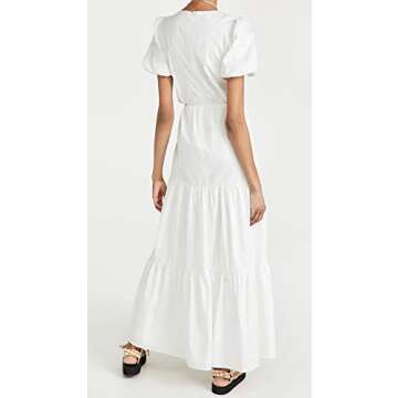 WAYF Women's Plaza Cut Out Tiered Maxi Dress, Ivory, White, M