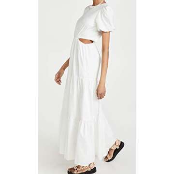WAYF Women's Plaza Cut Out Tiered Maxi Dress, Ivory, White, M