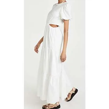 WAYF Women's Plaza Cut Out Tiered Maxi Dress, Ivory, White, M