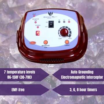 Far Infrared Amethyst Mat Professional 73"L x 29”W - Made in Korea - Deep Penetration FIR Heat - Ion Therapy - Jewelry Grade Natural Amethyst - FDA Registered Manufacturer - Heating Pad with Crystals