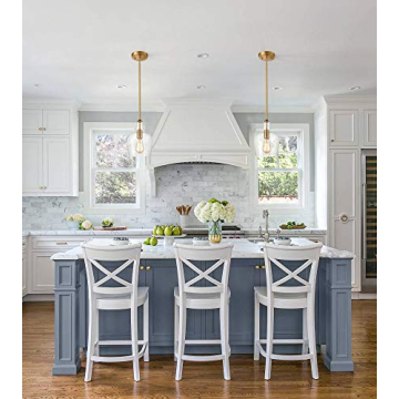 JEENKAE Gold Pendant Light - Modern Brass Glass Fixture