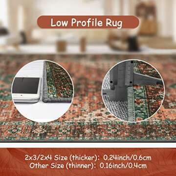 Moynesa Vintage Area Rug - 3x5 Washable & Non-Slip Rug