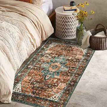 Moynesa Vintage Area Rug - 3x5 Washable & Non-Slip Rug