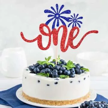 Red, White & Blue Glitter Cake Topper for 4th of July