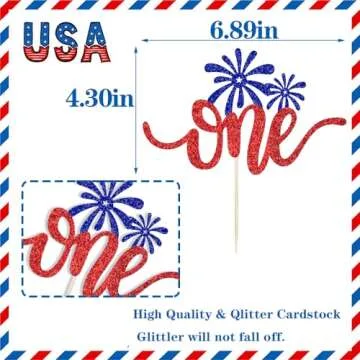 Red, White & Blue Glitter Cake Topper for 4th of July