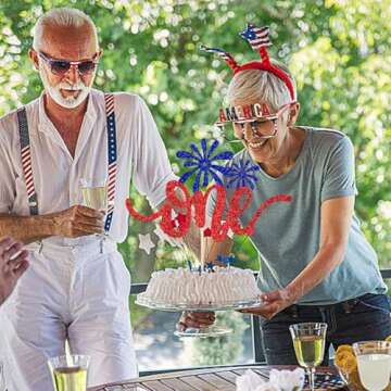Red, White & Blue Glitter Cake Topper for 4th of July