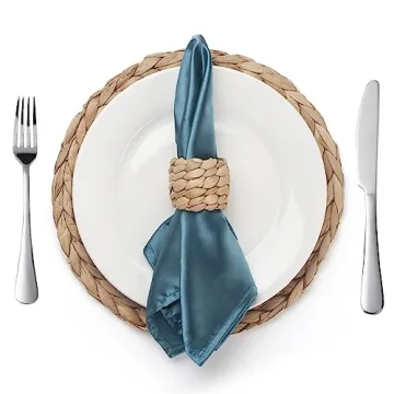 Handmade Water Hyacinth Napkin Rings Set of 6 for Elegant Tables