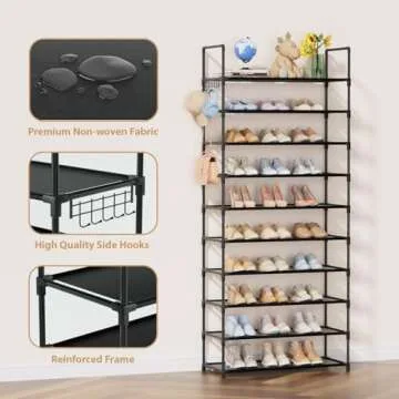 EWXZY 10 Tiers Shoe Rack - Compact Shoe Organizer
