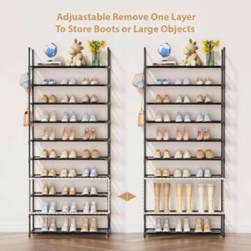 EWXZY 10 Tiers Shoe Rack for 40 Pairs - Versatile Storage Solution, Sturdy Metal Construction, Organized Accessory for Closet Bedroom - 70.86 x 23.26 x 11.81 inches - Black