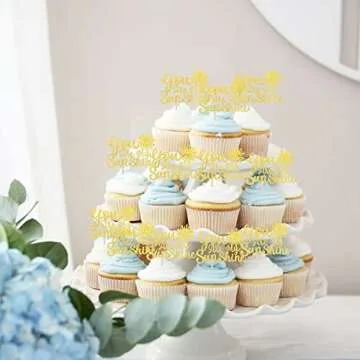 24 PCS You are My Sunshine Cupcake Toppers with Gold Glitter Sun Smile Face Bridal Shower Sunshine Cupcake Picks Wedding Engagement Baby Shower Birthday Party Cake Decorations Supplies