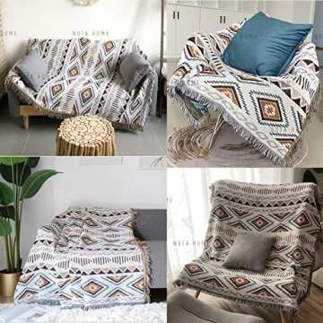 Lqprom Boho Throw Blanket - Aztec Design & Versatile Use