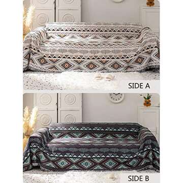 Lqprom Boho Throw Blanket - Aztec Design & Versatile Use